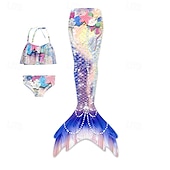 billiga Mermaid Baddräkt-Barn Flickor Badkläder för sjöjungfrun Baddräkt Helgdag Strand Vågar Semester Tropisk Baddräkter 4 år + Sommar Ljusrosa Gul