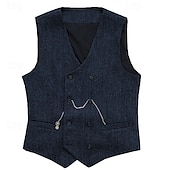 billige Gilets-Herre سترة Veste Gilet Feriereise Daglig Bryllupsfest Stevnemøte Mote Fritid Vår Høst Knapper Lomme Polyester Bekvem عادي Dobbeltkneppet V-hals Normal Sølv Svart Rød Burgunder Vest