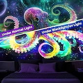 billiga Blacklight tapestries-Svartljus Tapestry Glödar i Mörkret Glöd Fest UV Reaktiv Trippy Dimmig Djur Bläckfisk Hängande Tapestry Väggkonst Mural för Vardagsrum Sovrum