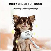 abordables Fournitures pour fêtes-brosse pour chien, brosse à eau 3 en 1 pour chien avec réservoir d&#039;eau et bouton de déverrouillage, brosse à vapeur pour chien pour éliminer les poils emmêlés, brosse à eau brumisée pour chiens et