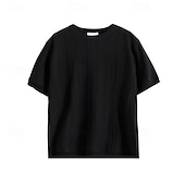 cheap Men&#039;s Elite Tees &amp; Tank-Men&#039;s T Shirt Short Sleeve Crew Neck Summer Spring Vertical Stripes Knitwear Elegant Vacation Knitting School Vacation Home Dark Red Black White Top Tee for Men