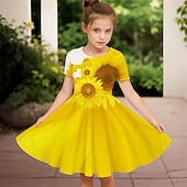 billiga 3D Blomma Klänning-Påsk Flickor 3D Blommig Grafisk Klänning Kortärmad Sommar Vår Semester Dagligen Helgdag Prinsessa Skön Ljuv Barn 4-12 år Vardagsklänning A linjeklänning Knälång Normal