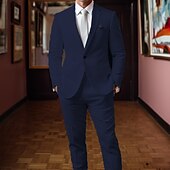abordables Blazers Clásicos para Hombres-Hombre Graduación Conjunto chaqueta Negocio Fiesta de Cóctel Fiesta de Boda Moda Casual Verano Primavera Poliéster Plano Botones Bolsillo Cómodo Botonadura Simple Chaqueta de sport Blanco Rojo Azul