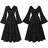 economico Vestito-Elegante Medievale Rinascimento Abito da cocktail Fiera del Ren Vichingo Elfico Tinta unica Per donna Celtico Costumi da pirata Fantasia Halloween Carnevale Mascherata Carnevale Halloween Mascherata