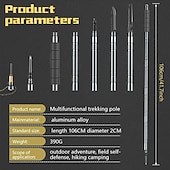abordables Accesorios para acampar-1 juego de bastones de senderismo multifuncionales: bastón de trekking plegable con cuchillo oculto &amp;Brújula - Bastón de autodefensa para acampar &amp; senderismo