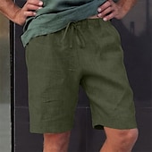 preiswerte Klassiker-Herren Shorts Kurze Hosen Shorts aus Baumwollleinen Sommer-Shorts Strandshorts Kurze Hosen Tasche Kordelzug Elastische Taille Glatt Komfort Atmungsaktiv Kurz Urlaub Festtage Strand Hawaiianisch Boho