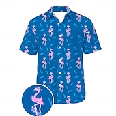 cheap Birds &amp; Animals-Men&#039;s Animal Duck Shirt Summer Hawaiian Shirt Aloha Shirt Short Sleeves Shirt Turndown Fashion Designer Casual Outdoor Street Casual Black Yellow Red 3D Print S M L