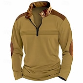 halpa Loma-Miesten Quarter Zip Polo Golfpaita Päivittäin Pyhäpäivä Neljänneksen postinumero Pitkähihainen Muoti Moderni Väripalikka Tilkkutäkki Kevät Syksy Normaali Musta Valkoinen Vaaleanpunainen Rubiini