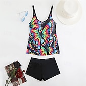 billiga One Pieces &amp; Tankinis-Dam Tankini Tvådelad baddräkt Brottarrygg Badkläder Badkläder Gul Blå Andningsfunktion Snabb tork Lättvikt Ärmlös - Simmning Surfing Strand Sommar Vår