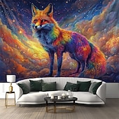 baratos Taquestres de Blacklight-Tapeçaria Blacklight Brilha no Escuro Festa Brilhante Reativa ao UV Psicodélica Nebulosa Animal Raposa Paisagem Natural Tapeçaria de Parede Arte Mural para Sala de Estar Quarto