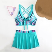 abordables Maillots une pièce et tankinis-Femme Tankini Maillot De Bain Deux Pièces Dos Nu Maillots de Bain Mosaïque Maillots de Bain Noir Jaune Respirable Séchage rapide Poids Léger Sans Manches - Natation Surf Plage Eté Printemps