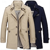 preiswerte Herren-Blazer &amp; -Anzüge-Herren übergangsjacke Trenchcoat Ausgehen Ganzjahres Windjacke Oberbekleidung Bekleidung Einfarbig Button-Down Umlegekragen Einreihig