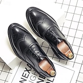 economico Formale-scarpe brogue in similpelle marrone da uomo - calzature formali eleganti e resistenti per lavoro, ufficio ed eventi speciali