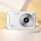abordables Cámara y fotografía-Cámara de vídeo digital compacta de bolsillo para cine, con enfoque automático, 64 MP, 4K, detección de rostros, zoom de 18x de 2,4 pulgadas, batería recargable de 650 mAh