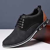 economico Semi-formale-scarpe casual oxford da uomo, sneakers eleganti con lacci blu e nere con dettagli in pelle scamosciata, calzature eleganti per lavoro, matrimoni e uso quotidiano