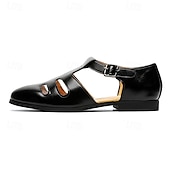 preiswerte Kleidungs-Sandalen-Schwarze Fischersandalen aus Kunstleder für Herren mit Schnallenriemen und Aussparungsdesign, stilvoll und bequem für die Freizeit, den Outdoor- und Sommergebrauch