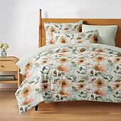 ieftine 100% bumbac-Husă de duvet pentru pat de dimensiune normală set de așternuturi cu flori husă de pătură moale ușoară cu 2 fețe de pernă pentru vară primăvară