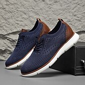 preiswerte Sneaker für Herren-Atmungsaktive Strick-Sneaker für Herren mit Kunstlederakzenten – stylische, leichte Sportschuhe für die Freizeit und den Komfort im Alltag