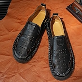 cheap Casual Sandals-Men&#039;s Brown Leather Slip-On Sandals with Perforated Detailing and Stretch Panels – Comfortable and Stylish for Casual Wear, Outdoor and Summer Activities