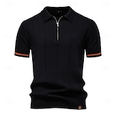 halpa Miesten Elite Polo-Miesten Polo Neulo poolo Muodollinen Työ Sänkyjen avaus Neljänneksen postinumero Lyhythihainen Yhtenäinen väri Sulkea jnk vetoketju Kevät Tumman harmaa Musta Valkoinen Laivaston sininen Khaki Harmaa