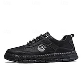 abordables Zapatos Informales con Cordones-Zapatos de senderismo para exteriores para hombre con parte superior de piel sintética duradera y suela resistente: zapatillas cómodas con cordones para uso diario y aventuras