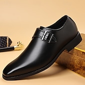 billiga Formell-herrskor med munkband i konstläder – klassiska bruna formella slip-on-klänningskor med spänndetalj, perfekta för affärs- och formella tillfällen