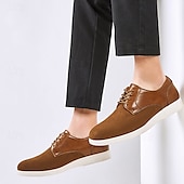 economico Casuale-scarpe casual da uomo con lacci marroni con tomaia in pelle scamosciata e vernice, calzature comode per l&#039;uso quotidiano