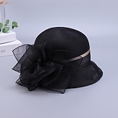levne Party klobouky-Klobouky Organza Kbelík Čajový dýchánek Dostih koktejl Elegantní Vinobraní Roztomilý S Květiny Přílba Pokrývky Hlavy