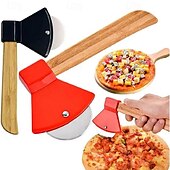 お買い得  キッチン用品＆小物-ピザカッターホイール スチール斧型 丸型ピザカッター ハンドル付き 快適なグリップ パイ クッキー パン ケーキ用