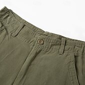 preiswerte Klassiker-Herren Cargo Shorts Kurze Hosen Shorts Kurze Hosen Sommer-Shorts Knopf Multi Pocket Glatt Komfort tragbar Knielänge Outdoor Sport Täglich Modisch Brautkleider schlicht Schwarz Khaki