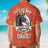 お買い得  ヴィンテージシャツ-ケンタッキーダービー 男性用 競馬 バラのために走る シャツ キューバシャツ 半袖 ヴィンテージレトロ バケーション 祝日 祭り 夏 春 キャンプカラーシャツ 3Dプリント 面白いケンタッキーダービーシャツ オレンジ