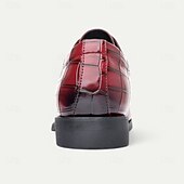 economico Formale-scarpe stringate in similpelle con motivo coccodrillo bordeaux da uomo, eleganti calzature formali per lavoro, matrimoni e occasioni speciali