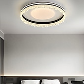 abordables Plafonniers à intensité variable-plafonnier circulaire moderne avec cadre noir et bordure délicate en dentelle plafonnier à intensité variable en continu pour la décoration de la chambre