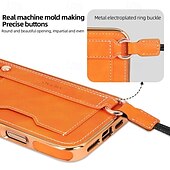abordables Coques iPhone-Coque de téléphone pour iPhone 16 Pro Max Plus iPhone 15 Pro Max Plus iPhone 14 13 12 Pro Max Plus coque arrière avec support avec lanière avec bracelet rétro TPU plaqué