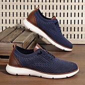 preiswerte Sneaker für Herren-Atmungsaktive Strick-Sneaker für Herren mit Kunstlederakzenten – stylische, leichte Sportschuhe für die Freizeit und den Komfort im Alltag