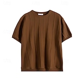 cheap Men&#039;s Elite Tees &amp; Tank-Men&#039;s T Shirt Short Sleeve Crew Neck Summer Spring Vertical Stripes Knitwear Elegant Vacation Knitting School Vacation Home Dark Red Black White Top Tee for Men