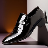 preiswerte Halbformell-Herrenschuhe aus Lackleder – klassische Slipper mit Metallschnalle für Business, formelle Anlässe und Hochzeitskleidung