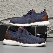 preiswerte Sneaker für Herren-Atmungsaktive Strick-Sneaker für Herren mit Kunstlederakzenten – stylische, leichte Sportschuhe für die Freizeit und den Komfort im Alltag
