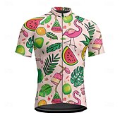 abordables Maillots Hombre-Hombre Maillot de Ciclismo Fruta Manga Corta Bicicleta Camiseta Maillot con 3 bolsillos traseros MTB Bicicleta Montaña Secado rápido Diseño Anatómico Capilaridad Transpirable Deportes Rosa Ropa