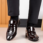 preiswerte Halbformell-Herrenschuhe aus Lackleder – klassische Slipper mit Metallschnalle für Business, formelle Anlässe und Hochzeitskleidung