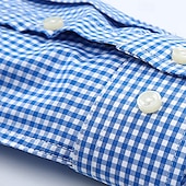 cheap Men&#039;s Button Down Shirts-Men&#039;s Shirt Dress Shirt Button Up Shirt Plaid Wedding Party Red Blue Green Dark Blue Long Sleeve Lapel Spring Fall Clothing Apparel Buttons