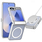 cheap Samsung Cases-Phone Case For Samsung Galaxy Z Flip 7 Z Flip 6 Z Flip 5 Back Cover Magnetic Support Wireless Charging Shockproof Retro Plating PC