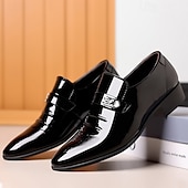 preiswerte Halbformell-Herrenschuhe aus Lackleder – klassische Slipper mit Metallschnalle für Business, formelle Anlässe und Hochzeitskleidung