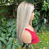 preiswerte Echthaarperücken mit Stirn-Spitzenkappe-100 % unbehandeltes Remy-Menschenhaar, aschblonde Perücke mit Ombre-Highlights, ohne Klebstoff, 5 x 5 Verschluss, Perücken mit glattem Knochen, 13 x 4 Lace-Front-Perücke mit vorgezupftem Babyhaar für