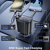 voordelige Auto-oplader-intrekbare autolader 120w supersnel opladen metalen sigarettenaansteker 4 in 1 auto opladen