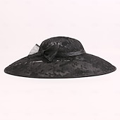olcso Partikalapok-Kalap Len Bowler / Cloche kalap Szalmakalap Csészealj kalap Esküvő Zsúr Elegáns Esküvő Val vel Csokor Csipke Sisak Fejfedők