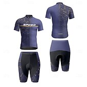 halpa Miesten vaatesarjat-Miesten Pyöräily jersey ja shortsit Lyhythihainen Maastopyöräily Maantiepyöräily Laivaston sininen Pyörä Spandex Urheilu Kirjain ja numero Vaatetus