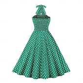 preiswerte Kleider-Retro Vintage 1950er Kleid Swing-Kleid Tupfen Damen Karneval Maskerade Alltagskleidung Junggesellinnenabschiedsparty Erwachsene Kleid Abschlussballkleider