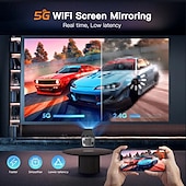Недорогие Проекторы-Интеллектуальный проектор 1080p Vision 1080p HD 400 яркость ANSI для Android 11.0 два диапазона Wi-Fi поворот на 180 градусов для домашнего кинотеатра и использования на открытом воздухе