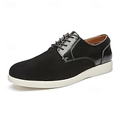 economico Casuale-scarpe casual da uomo con lacci marroni con tomaia in pelle scamosciata e vernice, calzature comode per l&#039;uso quotidiano
